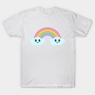 Kawaii Cute Happy Rainbow and Clouds T-Shirt